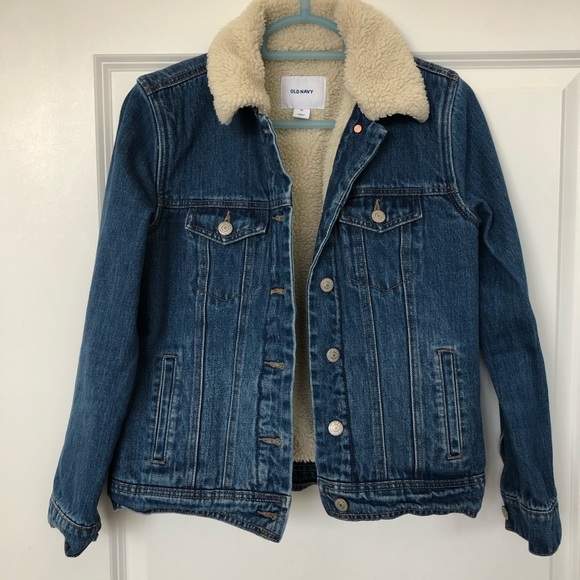 Old Navy Faux Sherpa Lined & Collar Denim Jacket - Picture 2 of 9